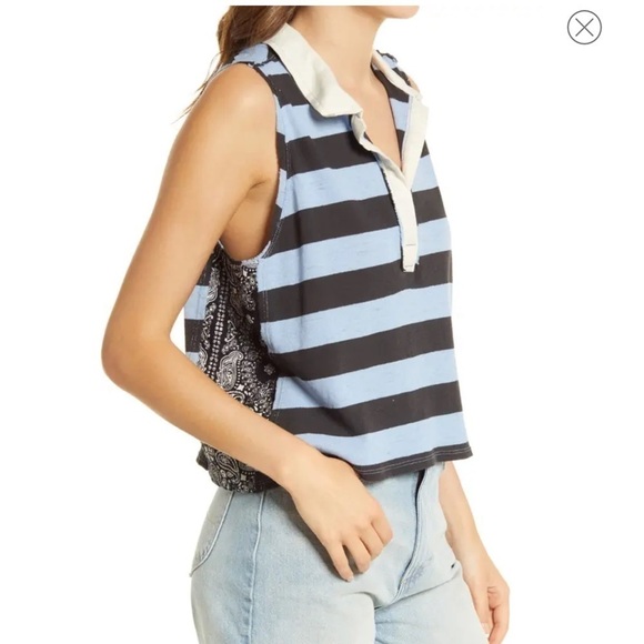 *free People Doing It Rugby Mixed Print - Picture 3 of 5